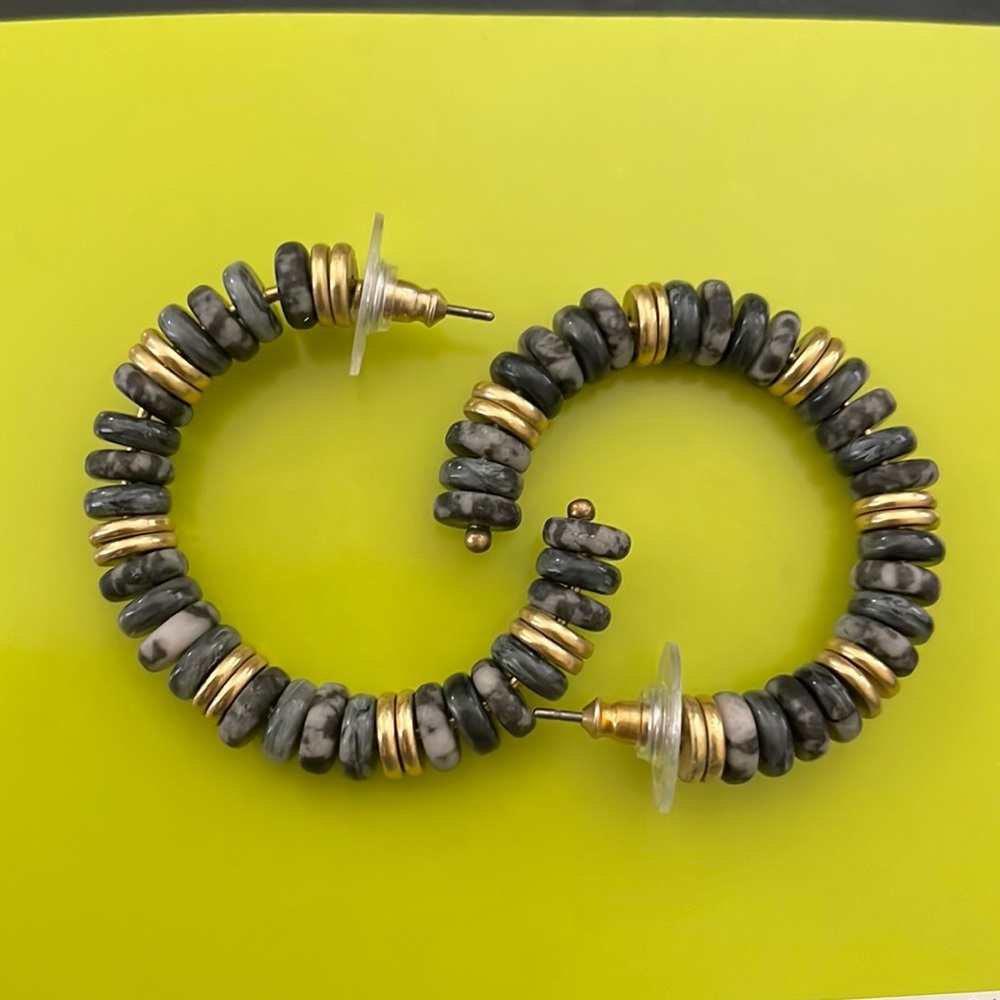 Modern Bohemian Beaded Hoops Gold/Black
